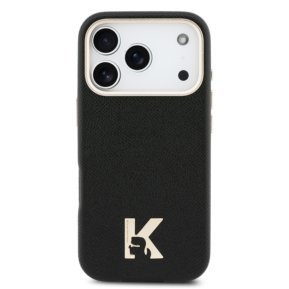 Apple iPhone 17 Pro Uyumlu Kılıf Karl Lagerfeld Orjinal Lisanslı M-safe Şarj Özellikli Gold Kamera Çerçeveli KHEAD Metal Logolu PU Deri Kapak - 2