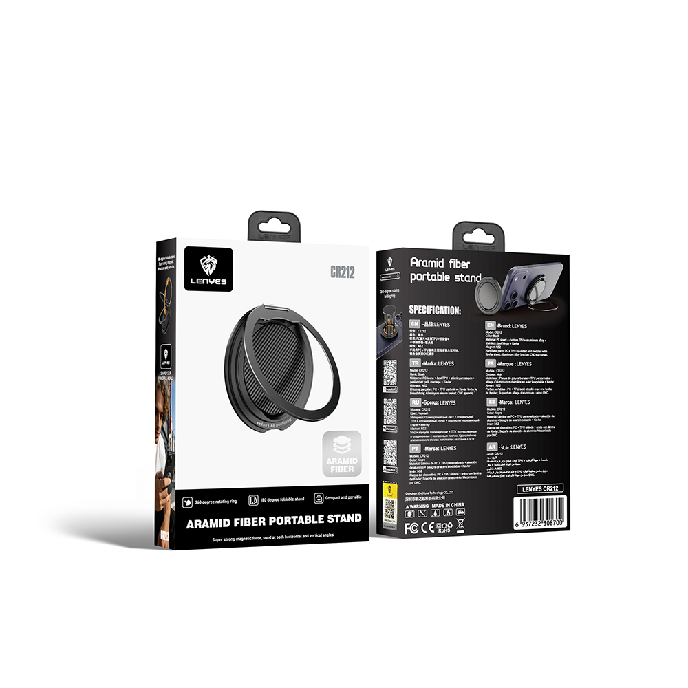 Lenyes CR212 Aramid Fiber 360 Derece Dönebilen Magnetik Ring Stand Telefon Tutucu - 4