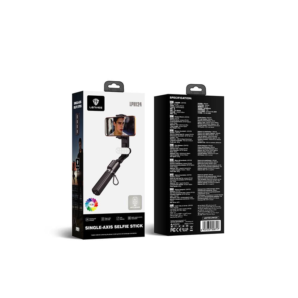 Lenyes LPH124 Dolgu Işıklı Teleskopik Tripod ve Mini Selfie Çubuğu - 7