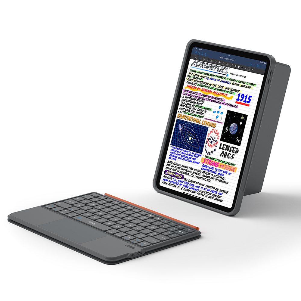 Apple iPad 10.9 2022 Uyumlu (5.Nesil) Wiwu MK-005 Combo 3in1 Kalem Bölmeli Klavyeli Standlı Kılıf - 3