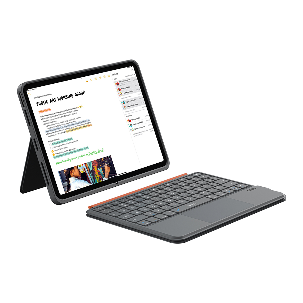 Apple iPad 10.9 2022 Uyumlu (5.Nesil) Wiwu MK-005 Combo 3in1 Kalem Bölmeli Klavyeli Standlı Kılıf - 7