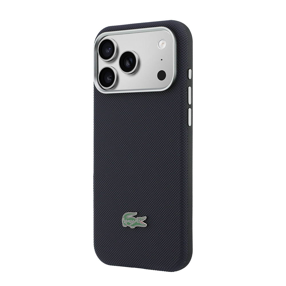Apple iPhone 17 Pro Max Uyumlu Kılıf Lacoste Orjinal Lisanslı M-Safe Şarj Özellikli PVC Yarı Pike Desenli Arka Yüzey İkonik Timsah Dokuma Logolu Kapak - 1