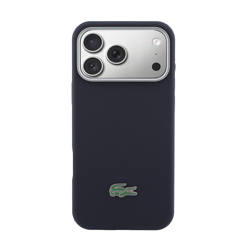 Apple iPhone 17 Pro Max Uyumlu Kılıf Lacoste Orjinal Lisanslı M-Safe Şarj Özellikli PVC Yarı Pike Desenli Arka Yüzey İkonik Timsah Dokuma Logolu Kapak - 2
