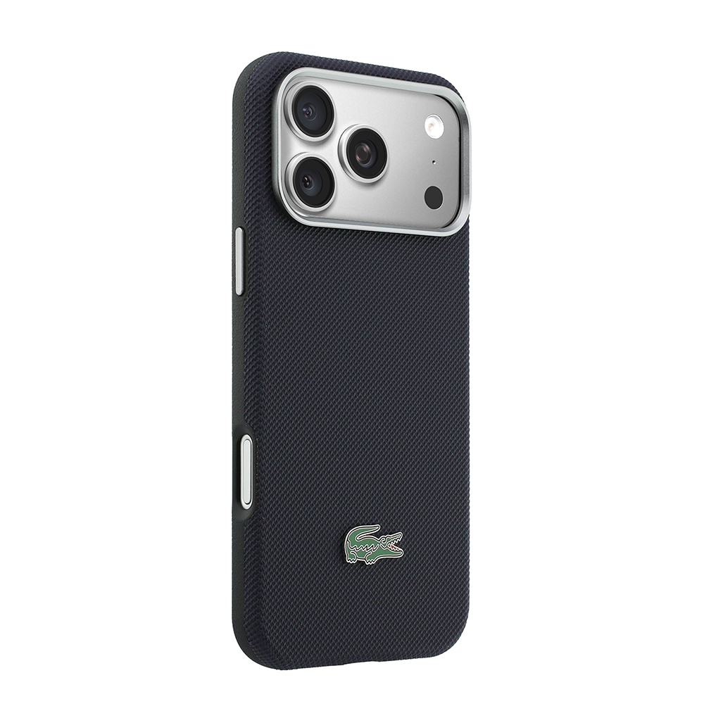 Apple iPhone 17 Pro Max Uyumlu Kılıf Lacoste Orjinal Lisanslı M-Safe Şarj Özellikli PVC Yarı Pike Desenli Arka Yüzey İkonik Timsah Dokuma Logolu Kapak - 3
