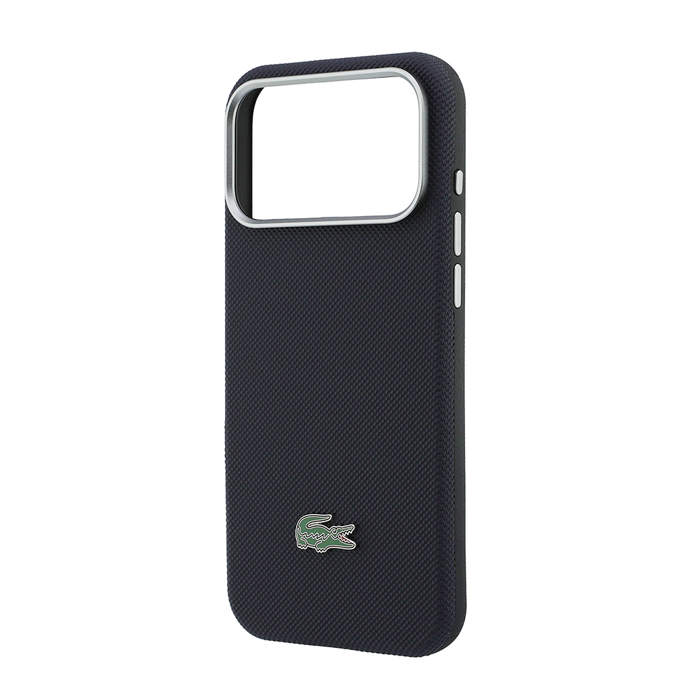 Apple iPhone 17 Pro Max Uyumlu Kılıf Lacoste Orjinal Lisanslı M-Safe Şarj Özellikli PVC Yarı Pike Desenli Arka Yüzey İkonik Timsah Dokuma Logolu Kapak - 5