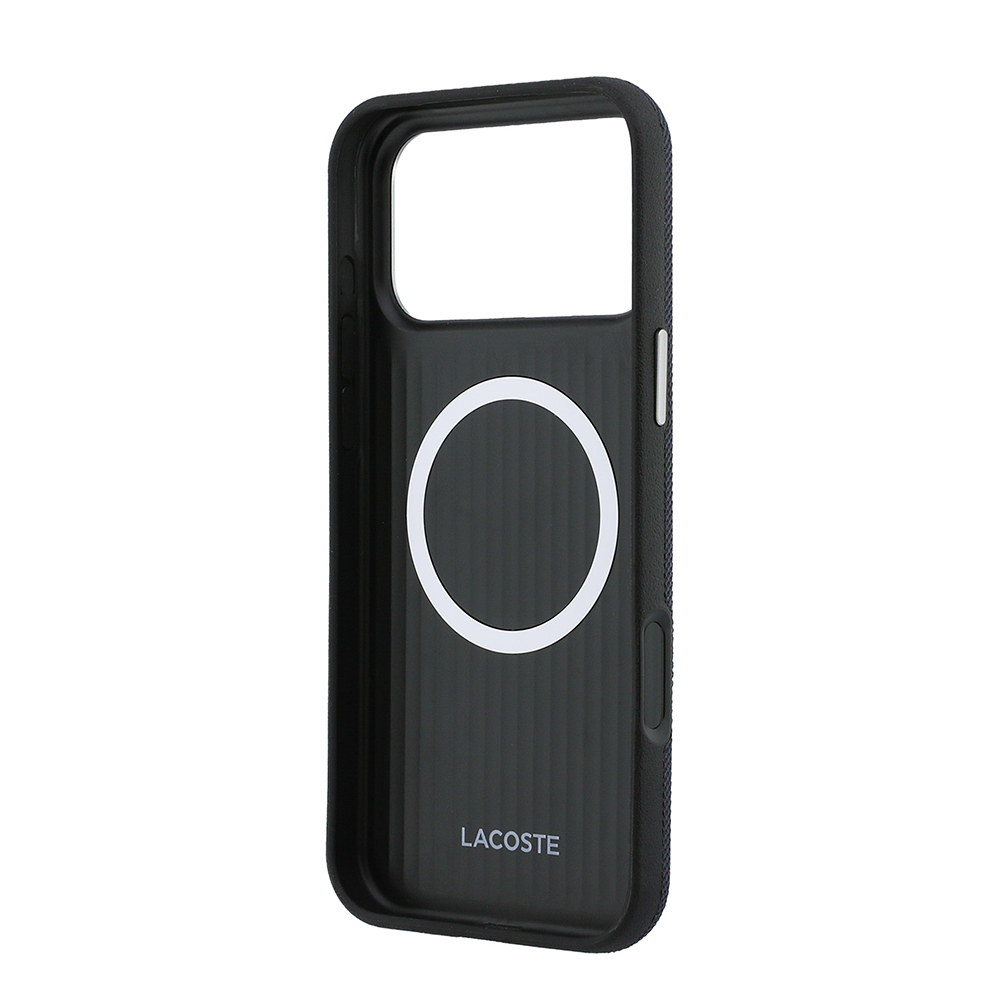 Apple iPhone 17 Pro Max Uyumlu Kılıf Lacoste Orjinal Lisanslı M-Safe Şarj Özellikli PVC Yarı Pike Desenli Arka Yüzey İkonik Timsah Dokuma Logolu Kapak - 6