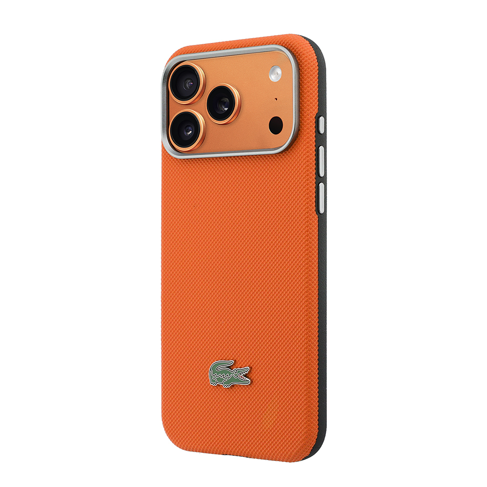 Apple iPhone 17 Pro Max Uyumlu Kılıf Lacoste Orjinal Lisanslı M-Safe Şarj Özellikli PVC Yarı Pike Desenli Arka Yüzey İkonik Timsah Dokuma Logolu Kapak - 1