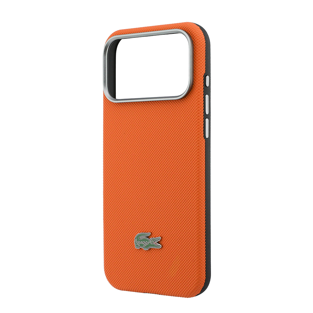 Apple iPhone 17 Pro Max Uyumlu Kılıf Lacoste Orjinal Lisanslı M-Safe Şarj Özellikli PVC Yarı Pike Desenli Arka Yüzey İkonik Timsah Dokuma Logolu Kapak - 5