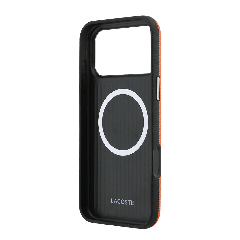 Apple iPhone 17 Pro Max Uyumlu Kılıf Lacoste Orjinal Lisanslı M-Safe Şarj Özellikli PVC Yarı Pike Desenli Arka Yüzey İkonik Timsah Dokuma Logolu Kapak - 6