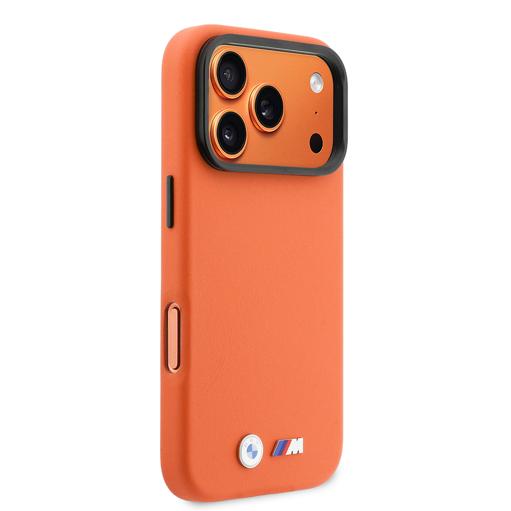 Apple iPhone 17 Pro Uyumlu Kılıf BMW Orjinal Lisanslı M-safe Şarj Özellikli Standlı Metal Kamera Çerçeveli M Logolu PU Deri Kapak - 3