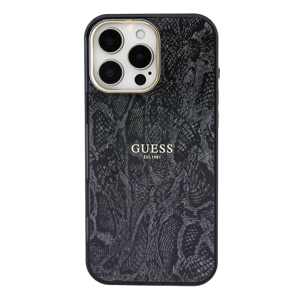 Apple iPhone 16 Pro Max Uyumlu Kılıf Guess Orjinal Lisanslı M-safe Şarj Özellikli Yazı Logolu Python Desenli Kapak - 2
