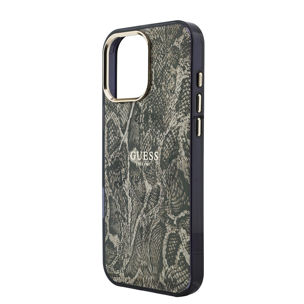Apple iPhone 16 Pro Max Uyumlu Kılıf Guess Orjinal Lisanslı M-safe Şarj Özellikli Yazı Logolu Python Desenli Kapak - 1