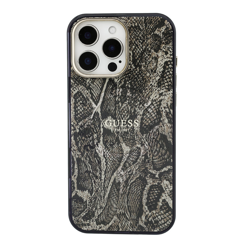 Apple iPhone 16 Pro Max Uyumlu Kılıf Guess Orjinal Lisanslı M-safe Şarj Özellikli Yazı Logolu Python Desenli Kapak - 2