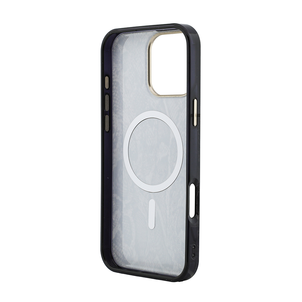 Apple iPhone 16 Pro Max Uyumlu Kılıf Guess Orjinal Lisanslı M-safe Şarj Özellikli Yazı Logolu Python Desenli Kapak - 4