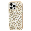 Apple iPhone 16 Pro Max Uyumlu Kılıf Guess Orjinal Lisanslı M-safe Şarj Özellikli Üçgen Logolu Simli Leopar Desenli Kapak - 4