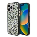 Apple iPhone 16 Pro Max Uyumlu Kılıf Guess Orjinal Lisanslı M-safe Şarj Özellikli Üçgen Logolu Simli Leopar Desenli Kapak - 1