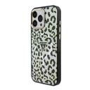Apple iPhone 16 Pro Max Uyumlu Kılıf Guess Orjinal Lisanslı M-safe Şarj Özellikli Üçgen Logolu Simli Leopar Desenli Kapak - 2