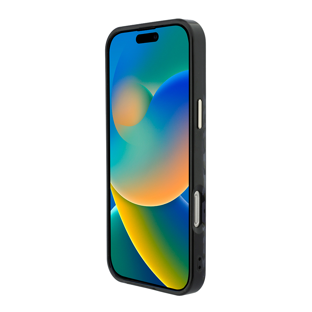 Apple iPhone 16 Pro Max Uyumlu Kılıf Guess Orjinal Lisanslı M-safe Şarj Özellikli Üçgen Logolu Simli Leopar Desenli Kapak - 4
