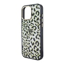 Apple iPhone 16 Pro Max Uyumlu Kılıf Guess Orjinal Lisanslı M-safe Şarj Özellikli Üçgen Logolu Simli Leopar Desenli Kapak - 5