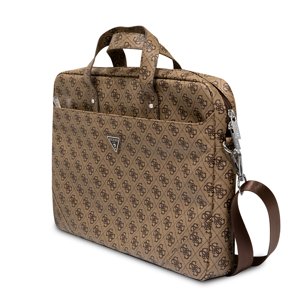Guess Orjinal Lisanslı Sıcak Damgalı 4G Desenli Üçgen Logolu Omuz Askılı 15-16 inç Laptop Çantası - 2