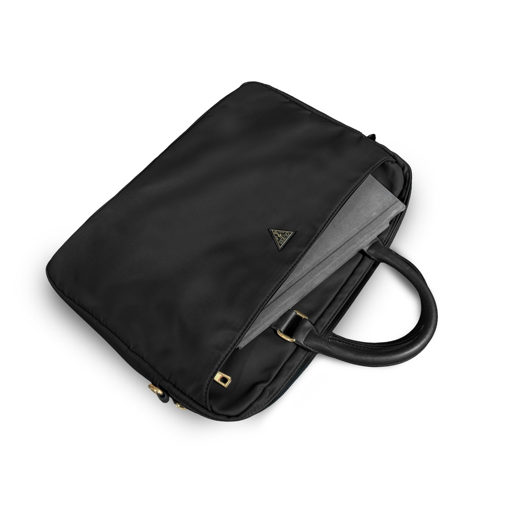 Guess Orjinal Lisanslı Naylon Kumaş Metal Üçgen Logolu Omuz Askılı 15-16 inç Laptop Çantası - 4