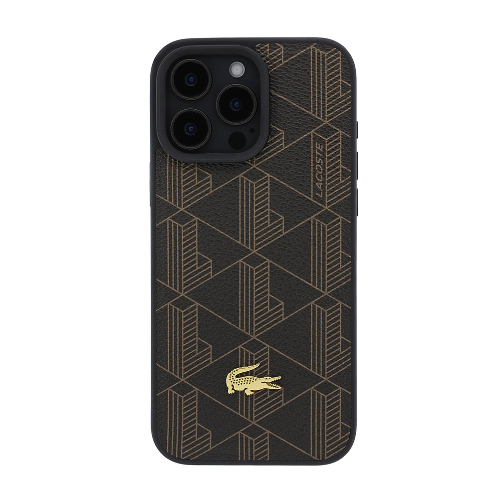 Apple iPhone 16 Pro Max Uyumlu Kılıf Lacoste Orjinal Lisanslı M-safe Şarj Özellikli PU Deri Tasarımlı Kartlıklı Karışık Monogram Desenli Kapak - 1