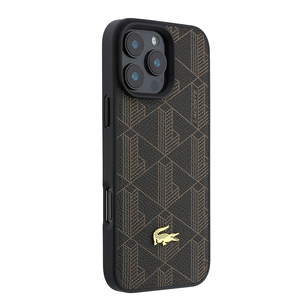Apple iPhone 16 Pro Max Uyumlu Kılıf Lacoste Orjinal Lisanslı M-safe Şarj Özellikli PU Deri Tasarımlı Kartlıklı Karışık Monogram Desenli Kapak - 2