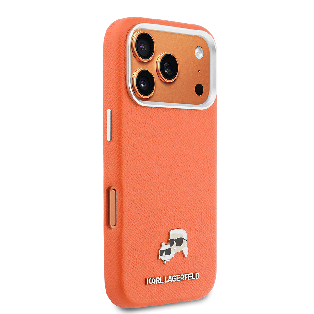 Apple iPhone 17 Pro Uyumlu Kılıf Karl Lagerfeld Orjinal Lisanslı M-safe Şarj Özellikli Metal Kamera ve Buton Tasarımlı K&C Head Logolu PU Deri Kapak - 3