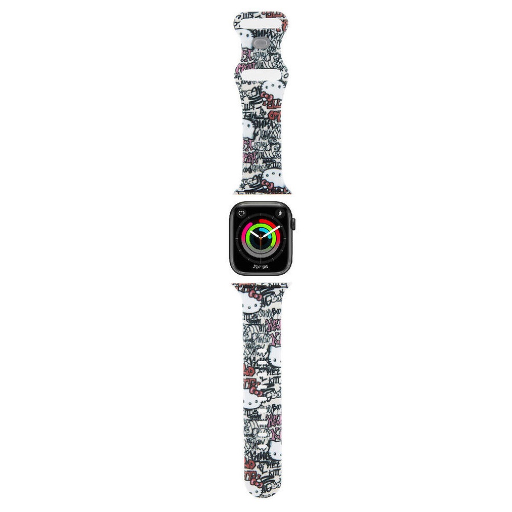 Apple Watch 41mm Uyumlu Hello Kitty Orjinal Lisanslı Etiket Graffiti Silikon Kordon