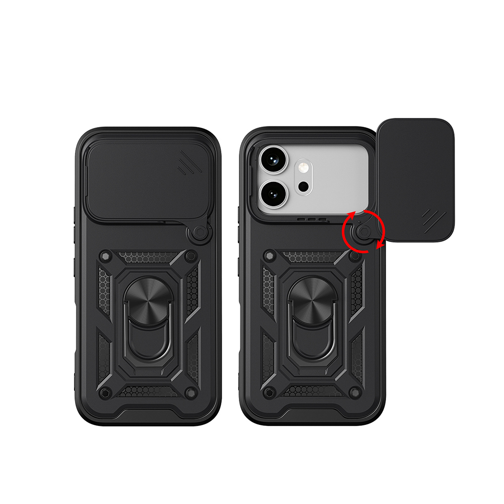Honor 600 Pro 5G Kılıf Magnetik Standlı Kamera Korumalı Zore Sürgülü Vega Kapak - 1