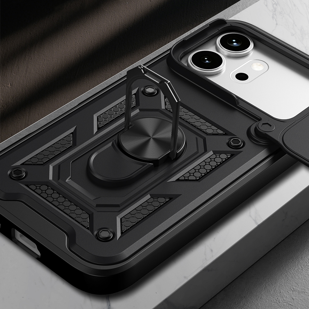 Honor 600 Pro 5G Kılıf Magnetik Standlı Kamera Korumalı Zore Sürgülü Vega Kapak - 4