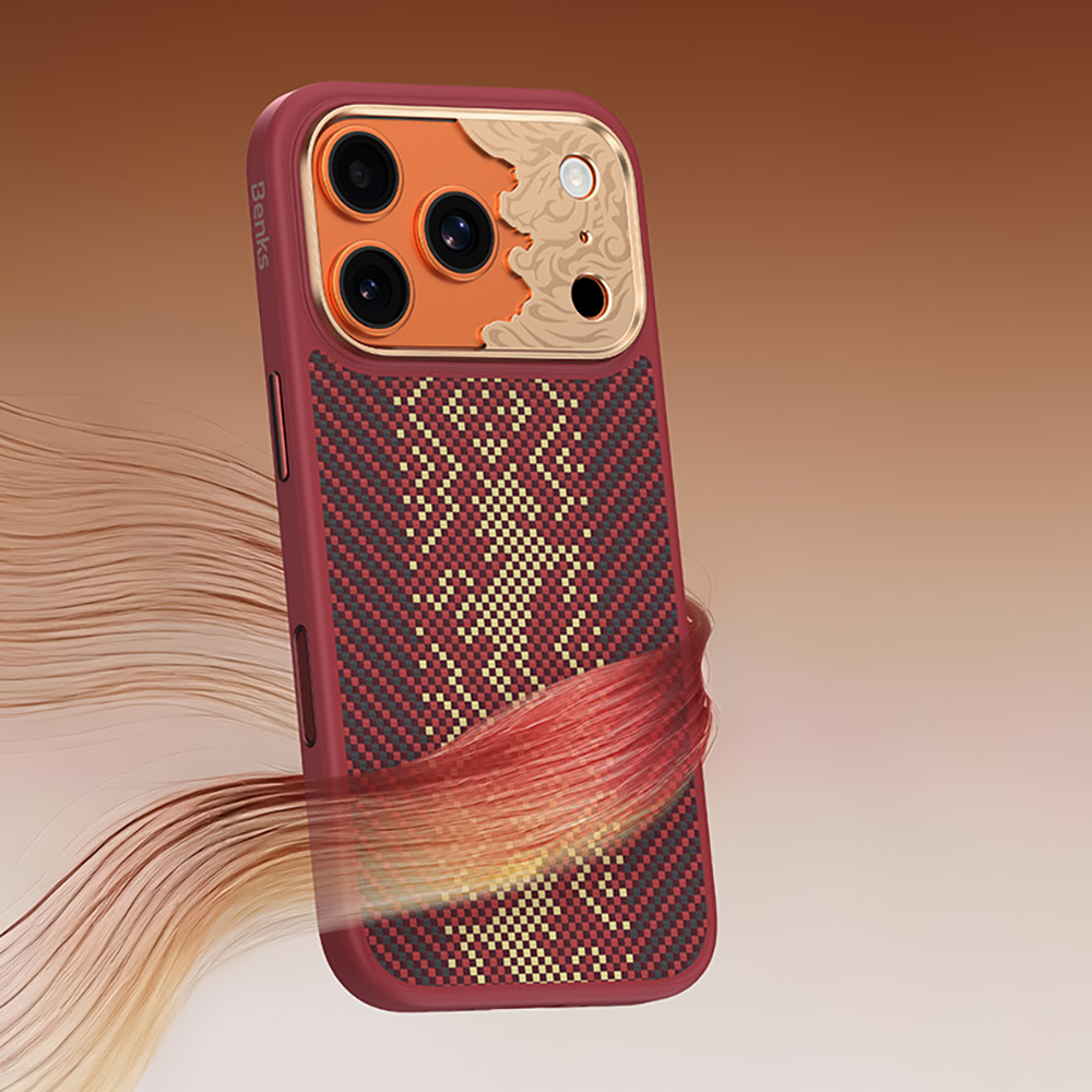 Apple iPhone 17 Pro Max Uyumlu Kılıf M-safe Şarj Özellikli Karbon Fiber Tasarımlı Benks Knight ArmorPro Kevlar Kapak - 7