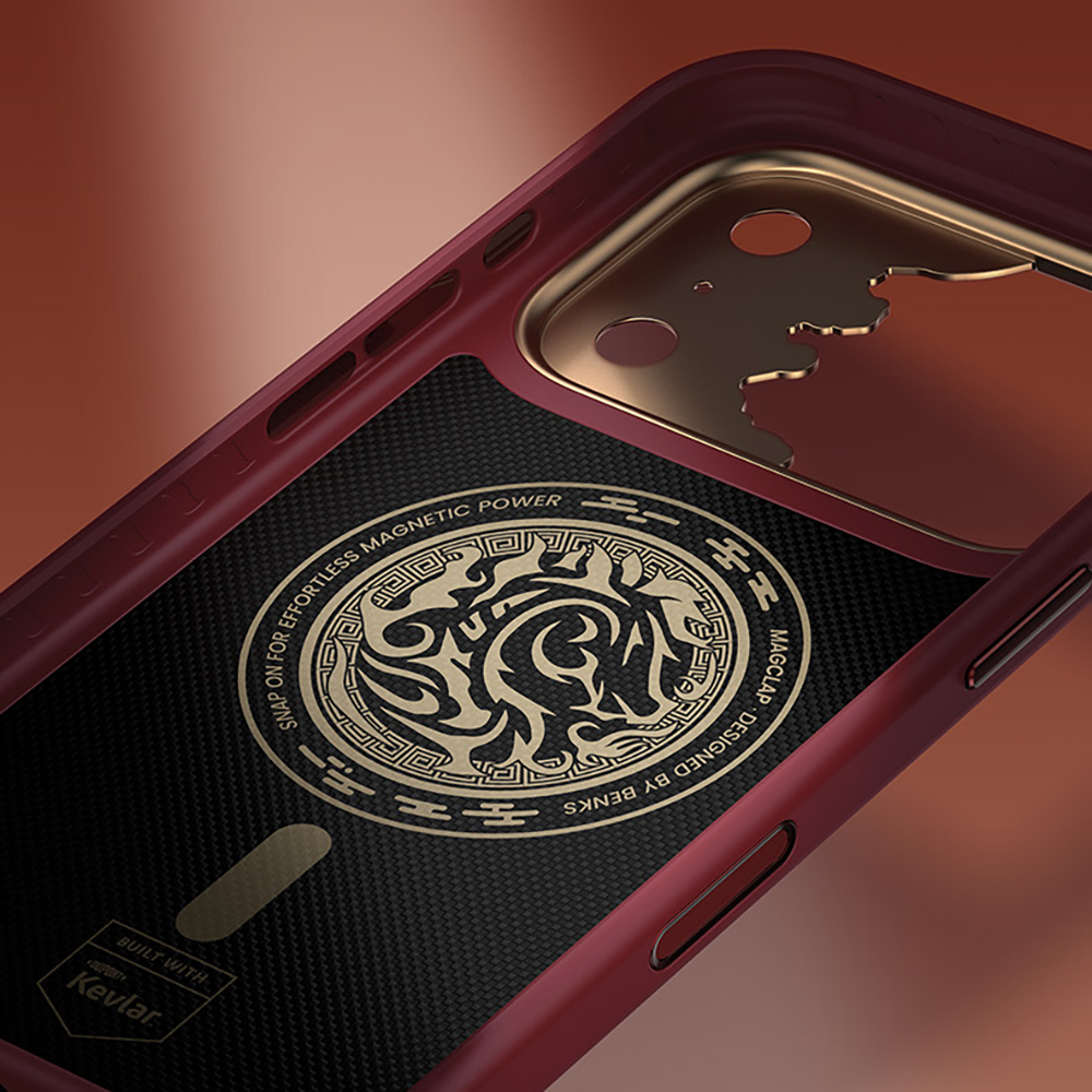 Apple iPhone 17 Pro Uyumlu Kılıf M-safe Şarj Özellikli Karbon Fiber Tasarımlı Benks Knight ArmorPro Kevlar Kapak - 8