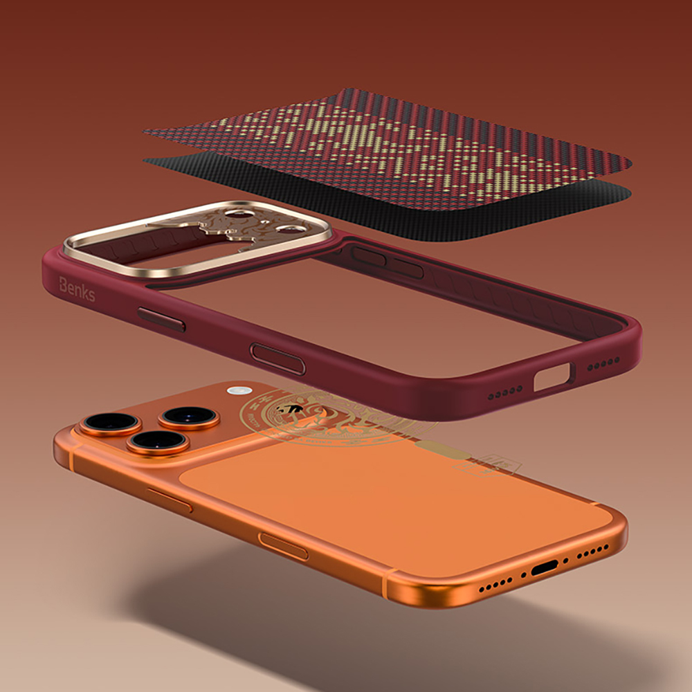 Apple iPhone 17 Pro Uyumlu Kılıf M-safe Şarj Özellikli Karbon Fiber Tasarımlı Benks Knight ArmorPro Kevlar Kapak - 10