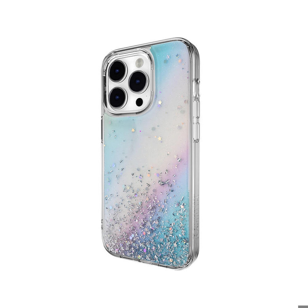 Apple iPhone 14 Pro Uyumlu Kılıf Parlayan Simli Şeffaf Lisanslı Switcheasy Starfield Kapak
