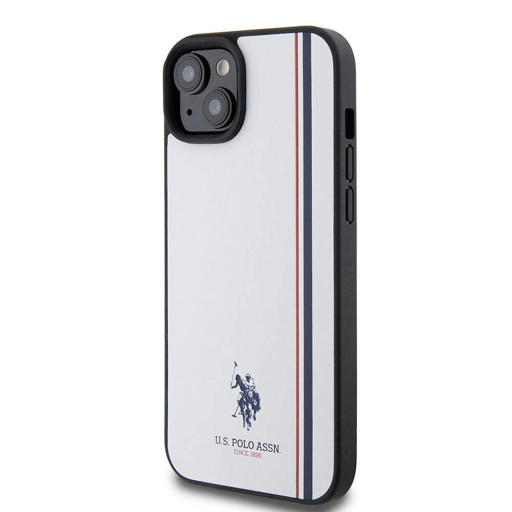 Apple iPhone 15 Plus Uyumlu Kılıf U.S. Polo Assn. Orjinal Lisanslı Üç Renk Şerit Tasarımlı Baskı Logolu Kapak