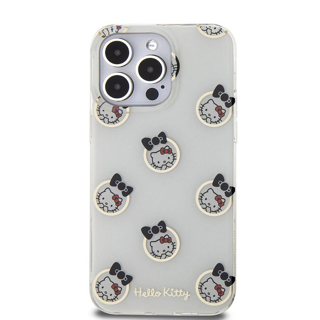Apple iPhone 15 Pro Max Uyumlu Kılıf Hello Kitty Orjinal Lisanslı Elektroplating Kaplama Kabarcık Baskılı Kapak