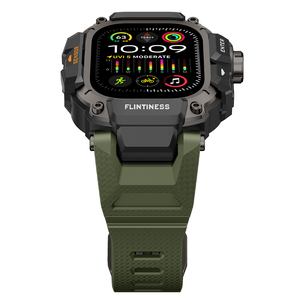 Apple Watch Ultra 49mm Uyumlu Mohseven iWatch Punk Fortress Serisi Kasa Koruyuculu Silikon Kordon - 2