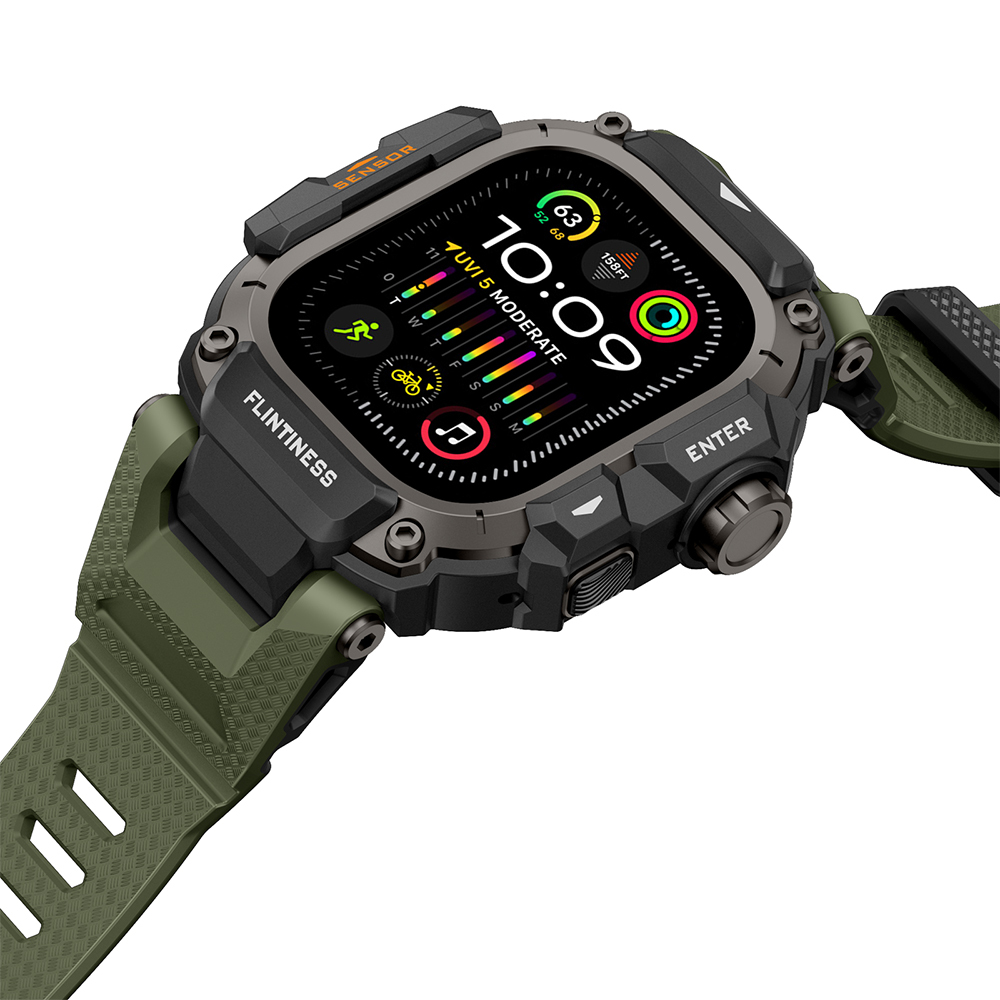 Apple Watch Ultra 49mm Uyumlu Mohseven iWatch Punk Fortress Serisi Kasa Koruyuculu Silikon Kordon - 3