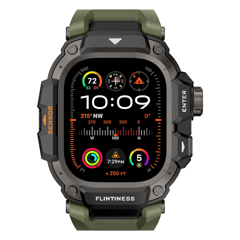 Apple Watch Ultra 49mm Uyumlu Mohseven iWatch Punk Fortress Serisi Kasa Koruyuculu Silikon Kordon - 5