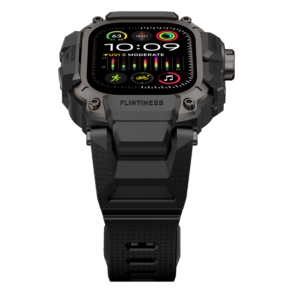 Apple Watch Ultra 49mm Uyumlu Mohseven iWatch Punk Fortress Serisi Kasa Koruyuculu Silikon Kordon - 2