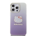 Apple iPhone 15 Pro Max Uyumlu Kılıf Hello Kitty Orjinal Lisanslı Yazı ve İkonik Logolu Elektroplating Kaplama Gradyan Kapak