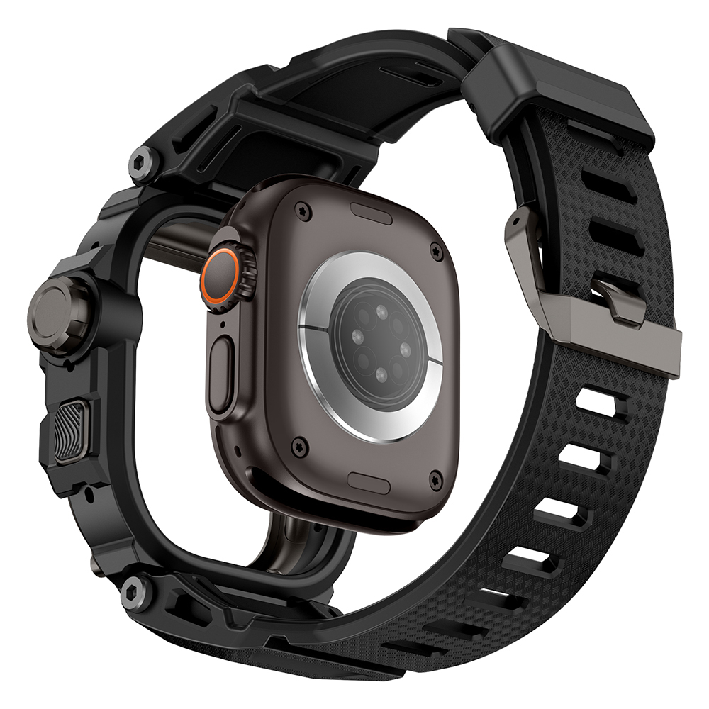 Apple Watch Ultra 49mm Uyumlu Mohseven iWatch Punk Fortress Serisi Kasa Koruyuculu Silikon Kordon - 4