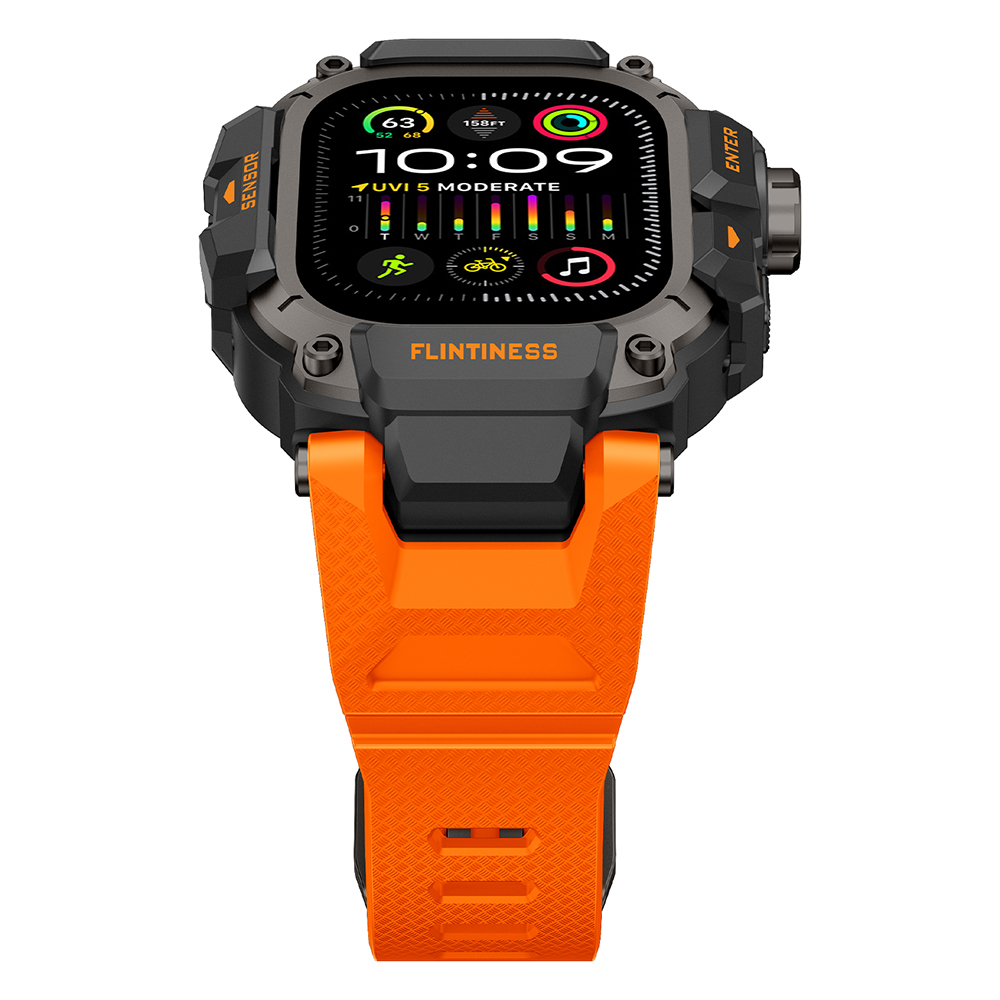 Apple Watch Ultra 49mm Uyumlu Mohseven iWatch Punk Fortress Serisi Kasa Koruyuculu Silikon Kordon - 2