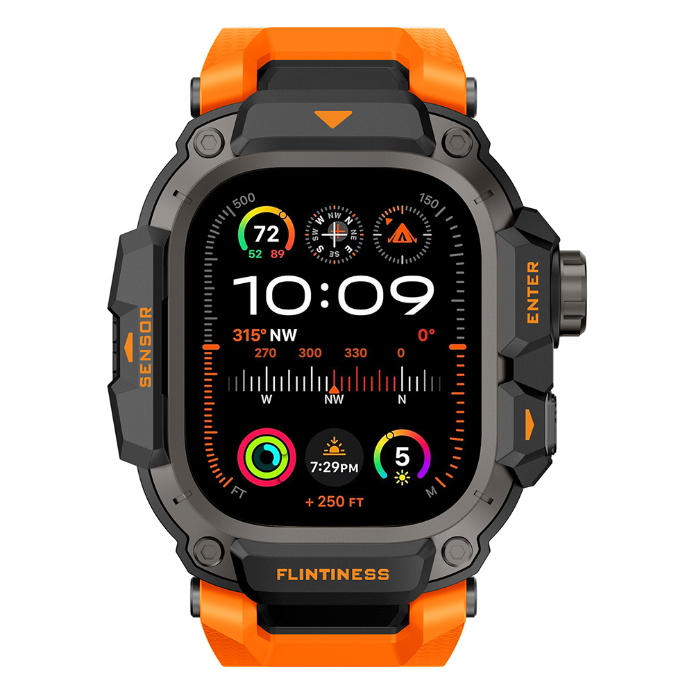 Apple Watch Ultra 49mm Uyumlu Mohseven iWatch Punk Fortress Serisi Kasa Koruyuculu Silikon Kordon - 5
