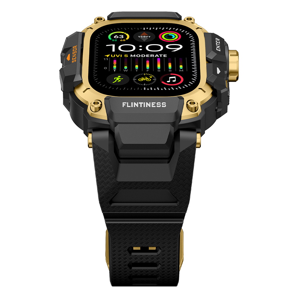 Apple Watch Ultra 49mm Uyumlu Mohseven iWatch Punk Fortress Serisi Kasa Koruyuculu Silikon Kordon - 2