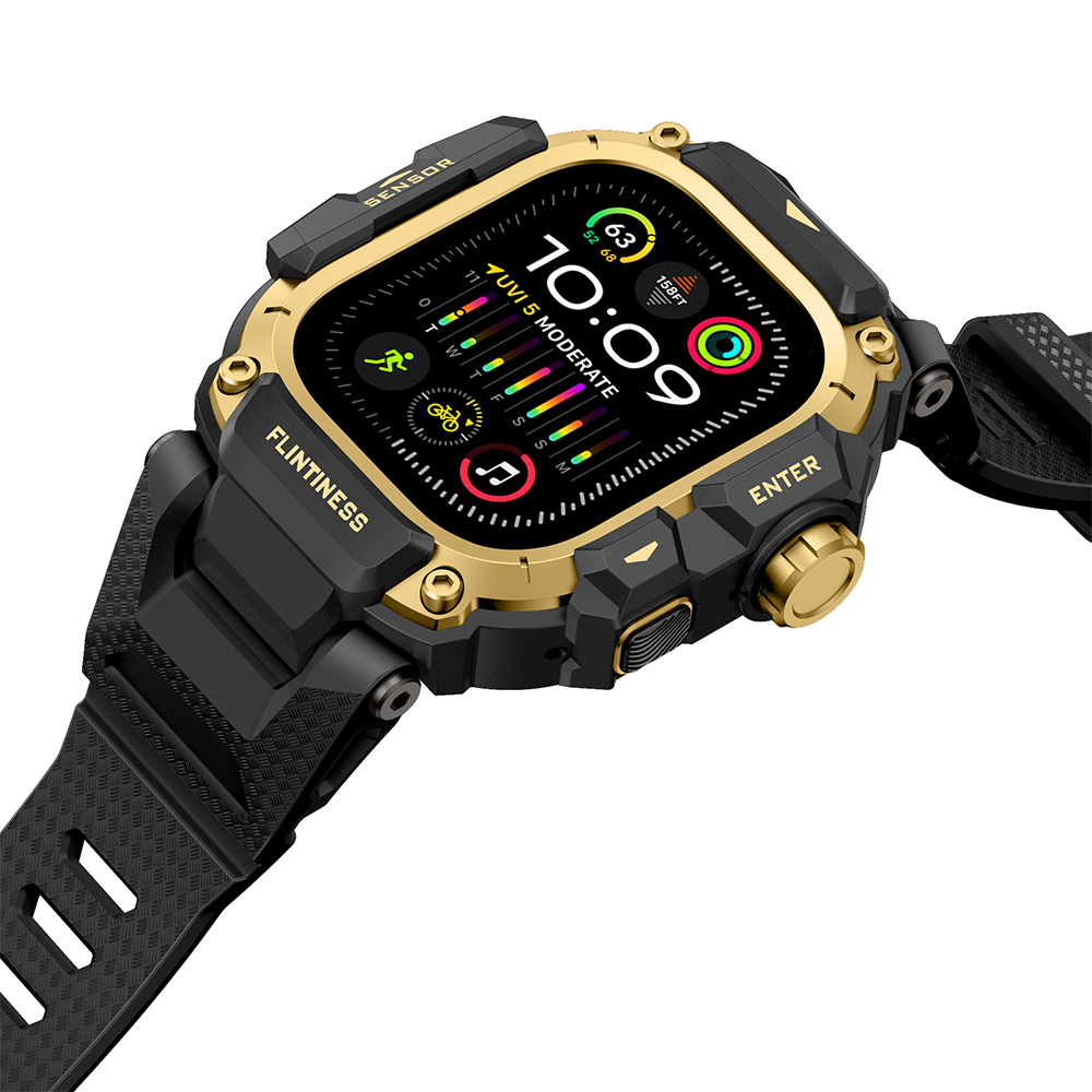 Apple Watch Ultra 49mm Uyumlu Mohseven iWatch Punk Fortress Serisi Kasa Koruyuculu Silikon Kordon - 3