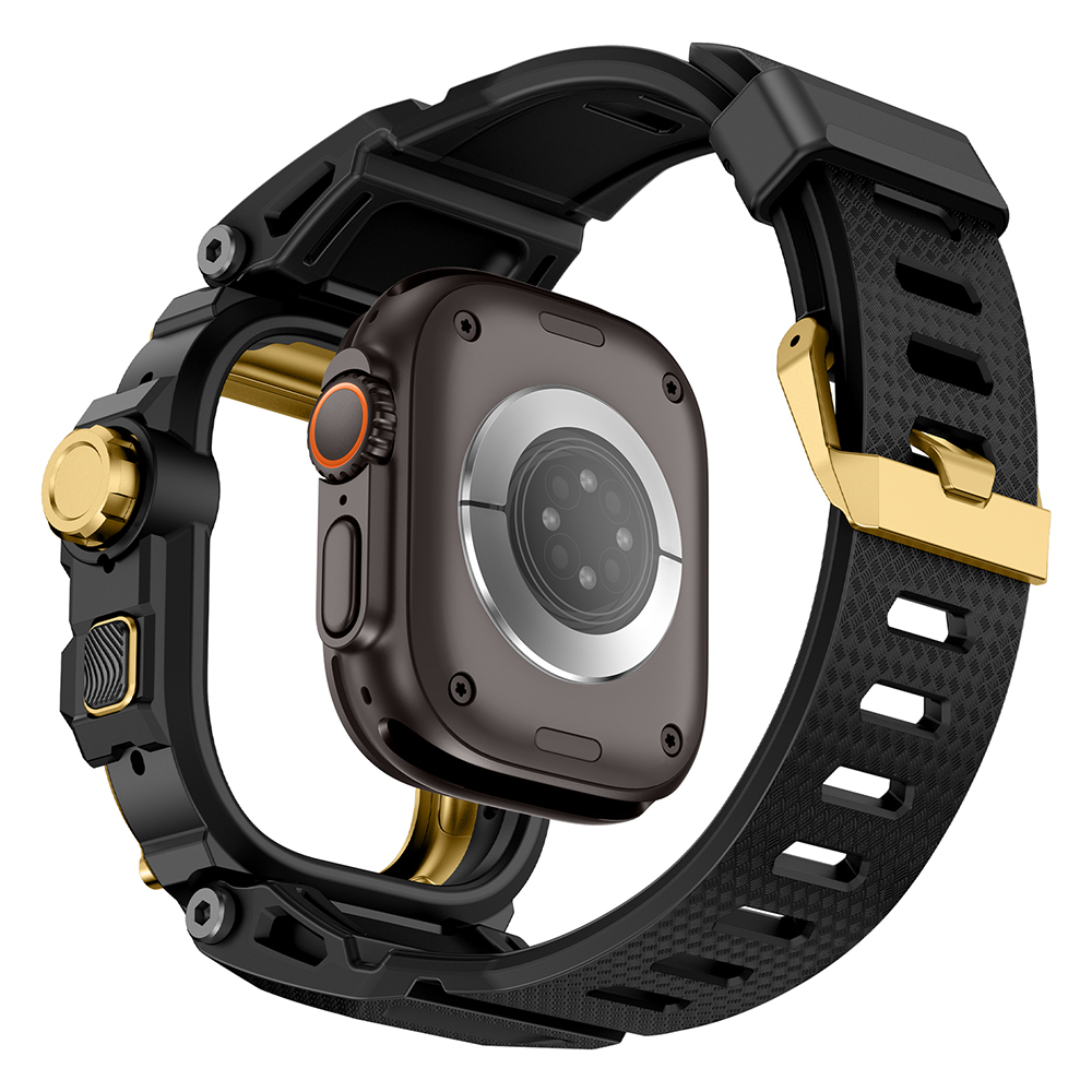 Apple Watch Ultra 49mm Uyumlu Mohseven iWatch Punk Fortress Serisi Kasa Koruyuculu Silikon Kordon - 4