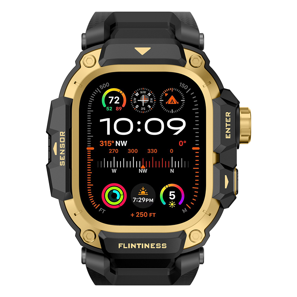 Apple Watch Ultra 49mm Uyumlu Mohseven iWatch Punk Fortress Serisi Kasa Koruyuculu Silikon Kordon - 5