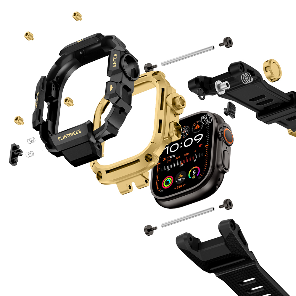 Apple Watch Ultra 49mm Uyumlu Mohseven iWatch Punk Fortress Serisi Kasa Koruyuculu Silikon Kordon - 6